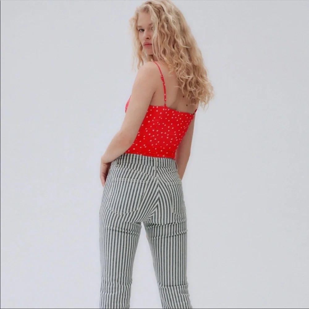 NWT ZARA | Red white stars print bodysuit top women’s Small - Picture 4 of 9